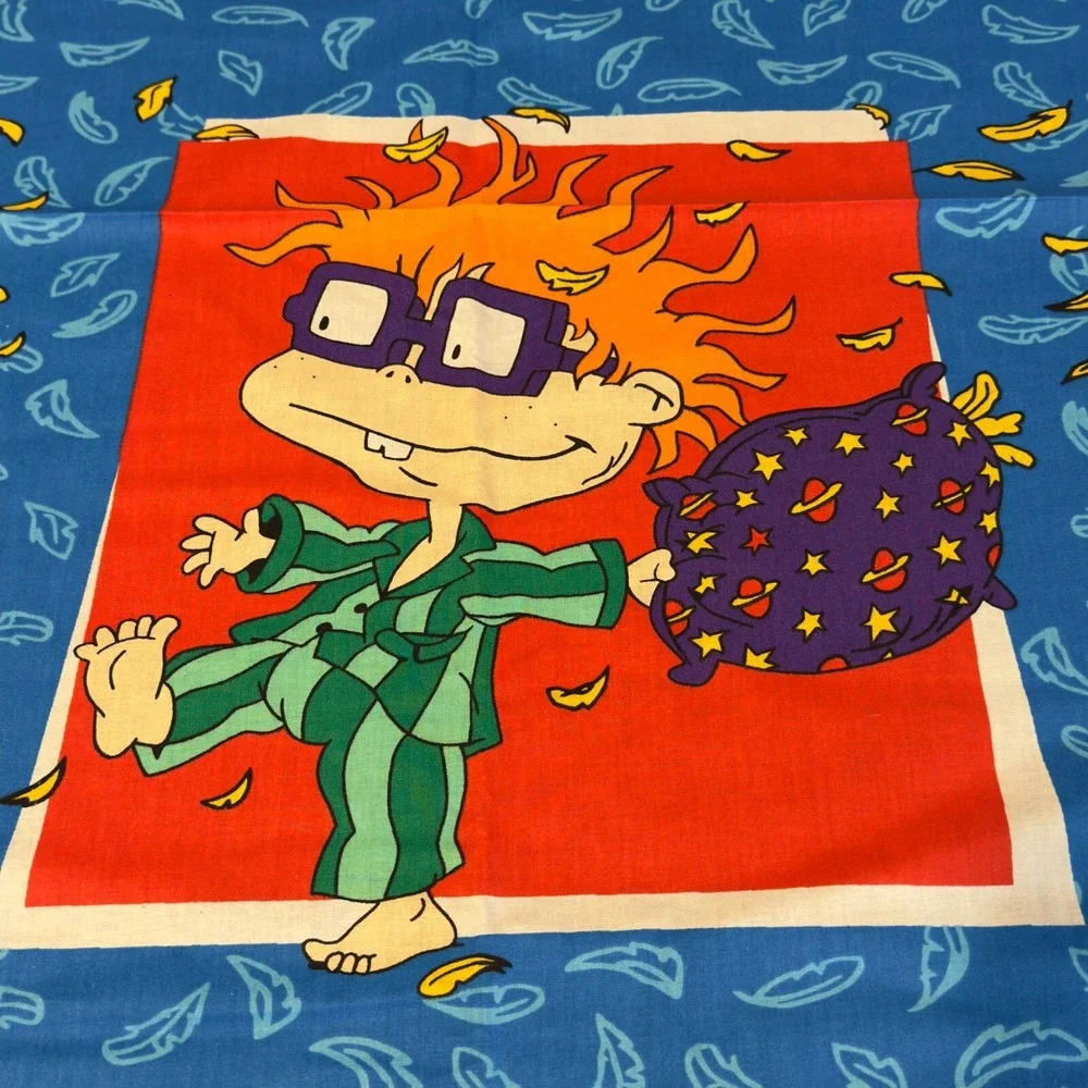 Vintage 1998 RUGRATS Viacom Pillow Quilt Cotton Fabric OOP CHUCKIE Tommy 36x45